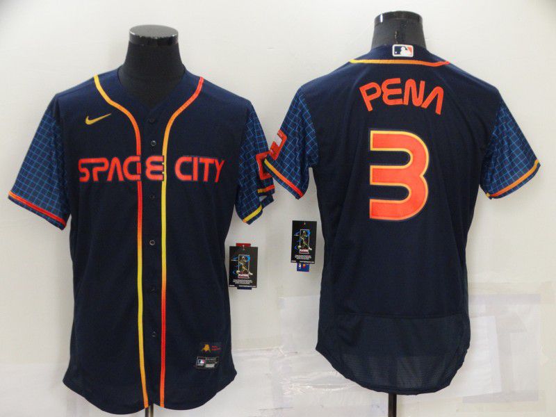 Men Houston Astros #3 Pena Blue City Edition Elite Nike 2022 MLB Jerseys